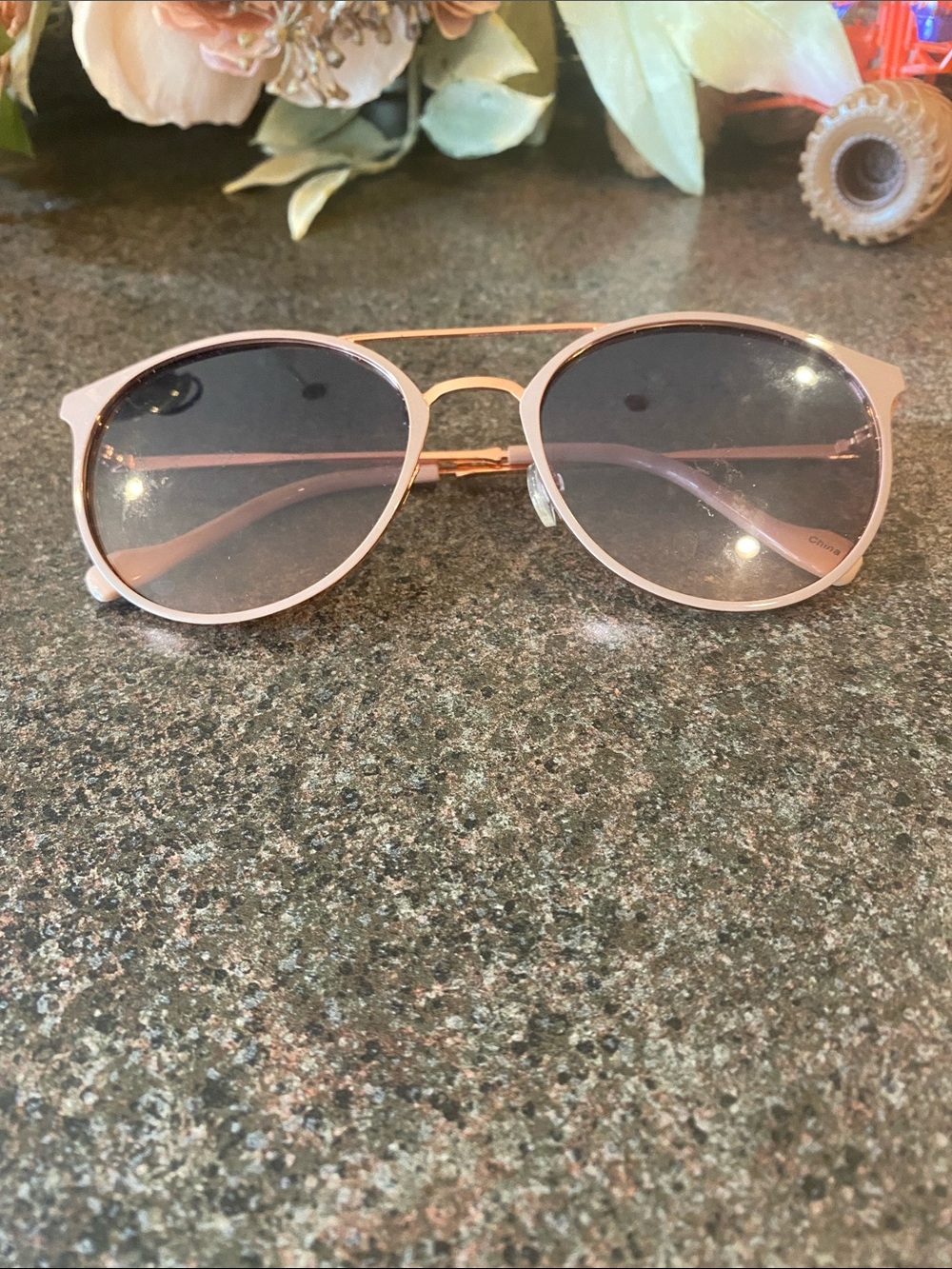 Rose Gold Round Aviator Sunglasses - Women Accessories